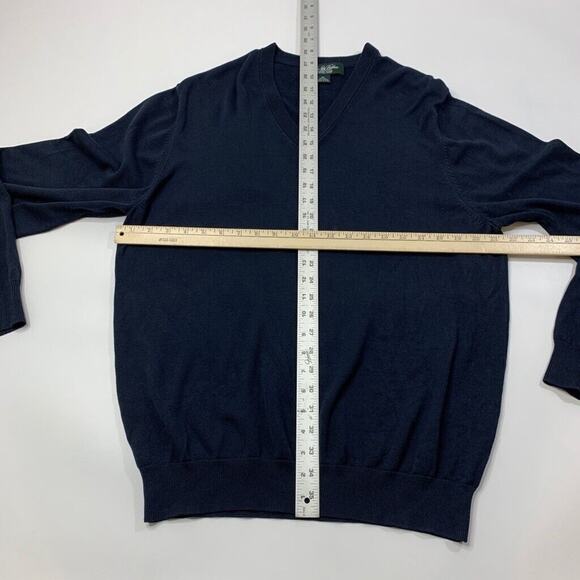 Brooks Brothers Sweater Mens XL Navy Blue Silk Blend V Neck Golf Country Club - Picture 4 of 7